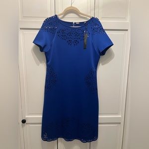 NWT T Tahari Royal Blue Laser Cut Dress size 12